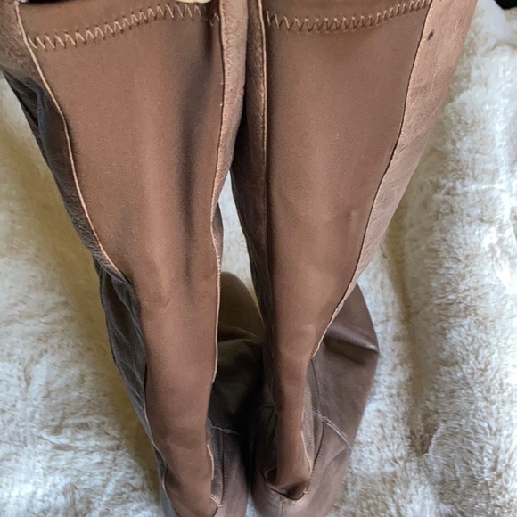 Steve Madden textile lining PU sock brown leather knee high boots size 81/2 - Picture 2 of 4